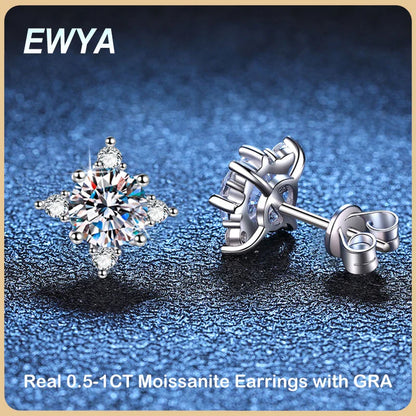 New In 0.5/1CT Octopus Moissanite Stud Earrings For Women Party Wedding Fine Jewelry S925 Sterling Silver Diamond Earring