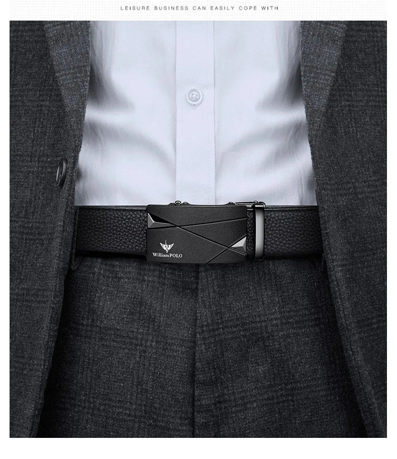 Men's cowhide casual pants belt, automatic buckle business belt, fashionable formal versatile belt