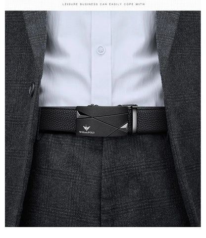 Men's cowhide casual pants belt, automatic buckle business belt, fashionable formal versatile belt