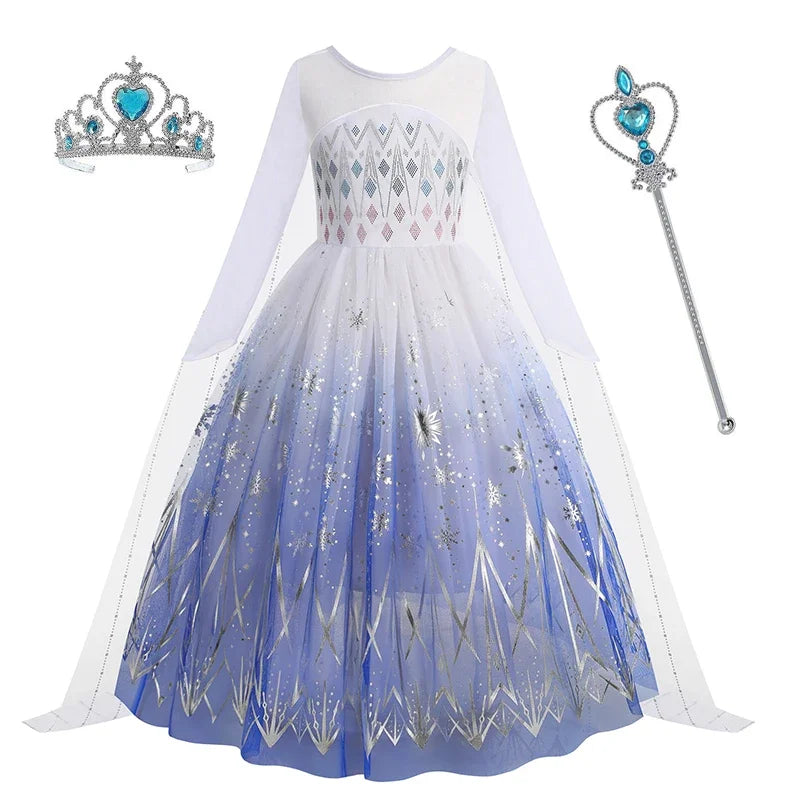 Frozen 2 Elsa Princess Girls Dress Up Snow Queen Costume Carnival Party Halloween Kids Carnival Birthday Party Clothes