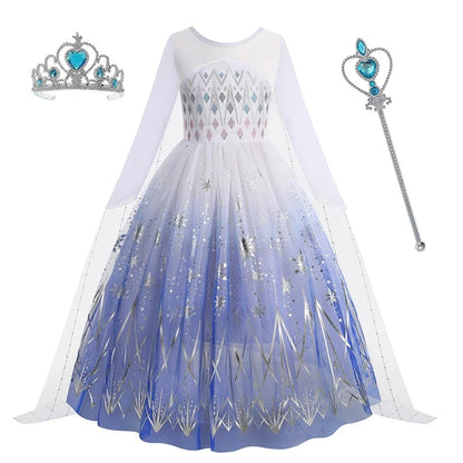 Frozen 2 Elsa Princess Girls Dress Up Snow Queen Costume Carnival Party Halloween Kids Carnival Birthday Party Clothes