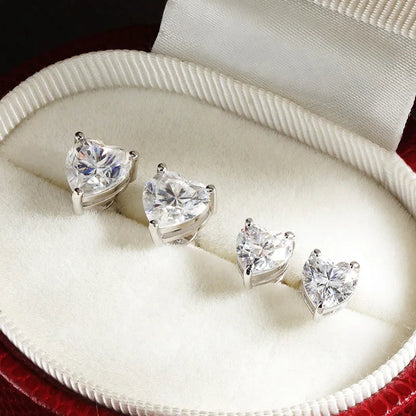 D VVS1 Heart Moissanite Earrings for Women GRA Certified Lab Grow Diamond Solid 925 Silver Plated 18k Gold Stud Earring