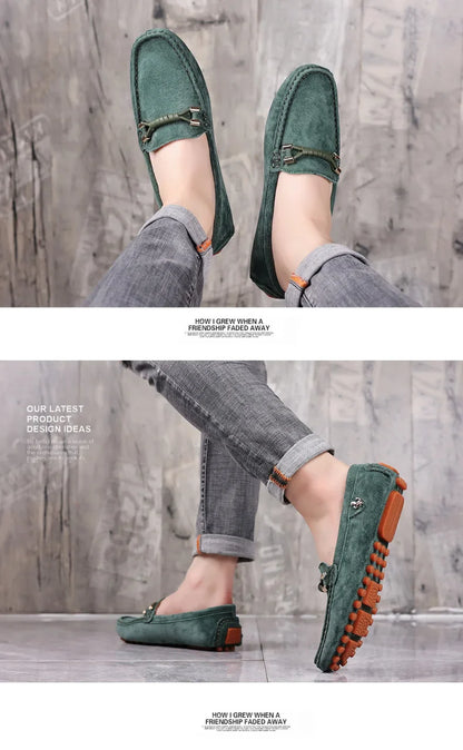 Size 48 Loafers Men Luxury Brand Moccasins Shoes Men Suede Leather Loafers Shoes Slip on Non-slip Driving Loafers for Men
