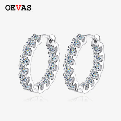 100% 925 Sterling Silver 3mm Real Moissanite Hoop Earrings For Men Women 2023 Trending Luxury Wedding Party Fine Jewelry