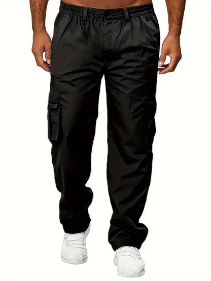 Men's Cargo Pants Sweatpants Outdoor Loose Straight Long Trousers Summer Casual Multi-Pocket Durable Workwear Male Trousers