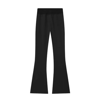 Flare Pants Sets for Women 2 Pieces Fleece High Waist Woman Trousers Sets Zipper Cropped Women's Jacket Streetwear Outfits