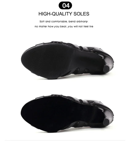 Girls Latin Dance Shoes Women Modern Dance Salsa High-Top Sandals Dance Hall Shoes Ladies Fashion Sexy High-Heeled Suede Boots