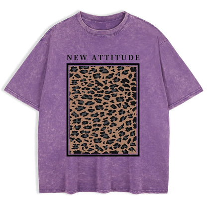 Cotton Washed T-shirt for Women New Attitude Fashion Leopard Prints Tops Loose O-Neck Oversized Short Sleeve Y2k Female Clothes