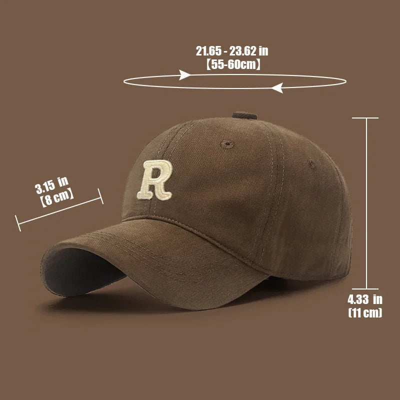 New Unisex Korean Version Big Head Circumference Three-Dimensional R Letter Cotton Thorn 3Dimensional Embroidered Baseball Cap