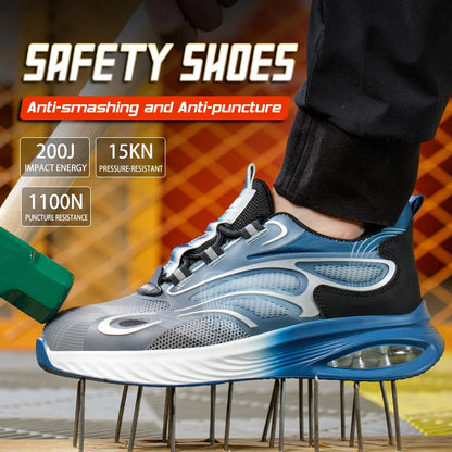 Light And Soft Cushioned Men's Safety Shoes, Anti Smash And Anti Puncture Comfortable And Breathable Work Shoes
