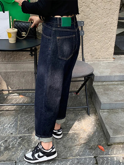Y2K Fashion Dark Blue Cropped Haren Jeans Pants For Women