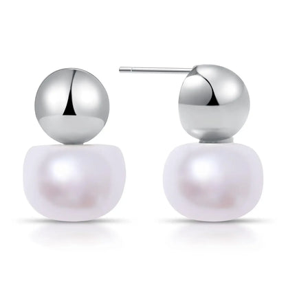 Women Pearl Dangle Earrings 14K Gold Plated Hoops Fresh Water Pearl Earring With 925 Sterling Silver Post Popular Jewelry