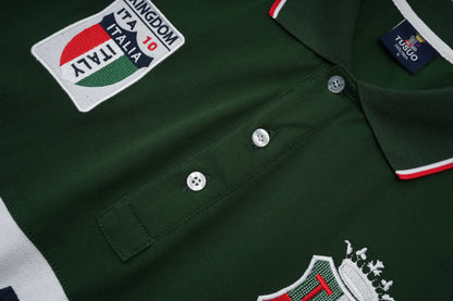 Men's polo shirt Europe Italy long sleeve casual high-end cotton embroidery luxury stitching contrast color original design