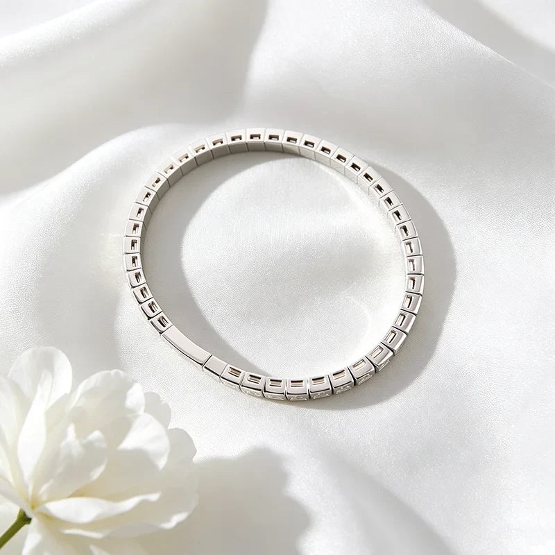 Certified D Color 2.5mm Moissanite Bangles for Women Full Diamond Men Hip Hop Tennis Bracelet 925 Sterling Silver Jewelry