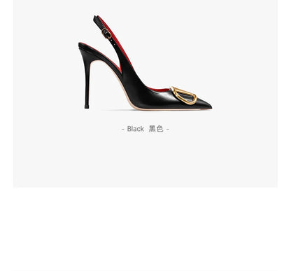 Fahion Slingback Black Comfortable Women Summer Shoes Very High Heel Sandals 2025 Trend for Wedding Party Dress