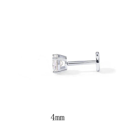 1Piece 925 Sterling Silver Labret Lip Ring Zircon Ear Studs Earrings For Women 2/3/4mm Tragus Cartilage Piercing Jewelry