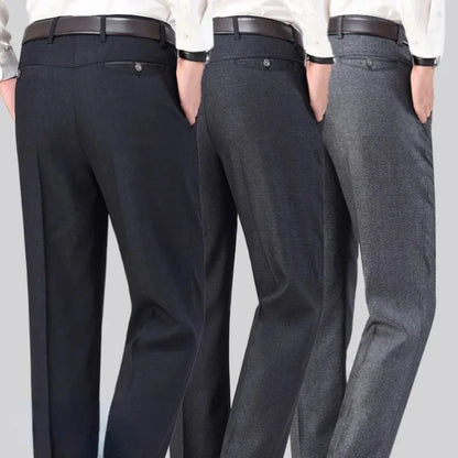 New Men's Summer Thin Business Pants Autumn Fashion Solid Gentle Thicken Casual Trousers Male Brand Suit Pant Black Grey GOZBKF