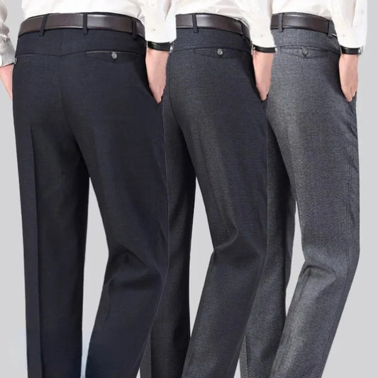 New Men's Summer Thin Business Pants Autumn Fashion Solid Gentle Thicken Casual Trousers Male Brand Suit Pant Black Grey GOZBKF