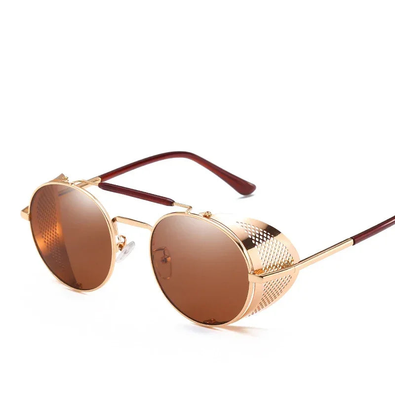 Retro Round Metal Sunglasses Steampunk Men Women Brand Designer Glasses Oculos De Sol Shades UV Protection
