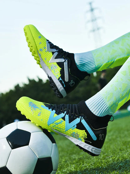 Professional Soccer Shoes TF Broken Nail Teenagers Durable Looking HighTops Training Shoes Adult Outdoors Non Slip FootballShoes