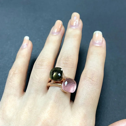 2Pcs/Set Fashion Stacked Candy Ring Women Mix Color Crystal Jewelry 30 Colors Trendy Gift for Valentine's Day