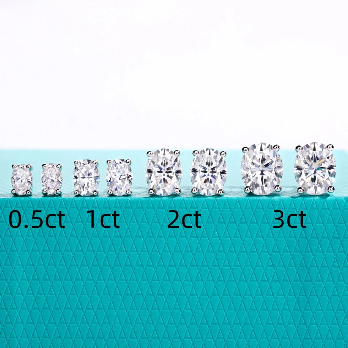 1cttw-6cttw Oval Moissanites Earrings 925 Sterling Silver D Color VVS1 Moissanite Classic Stud Earrings for Woman