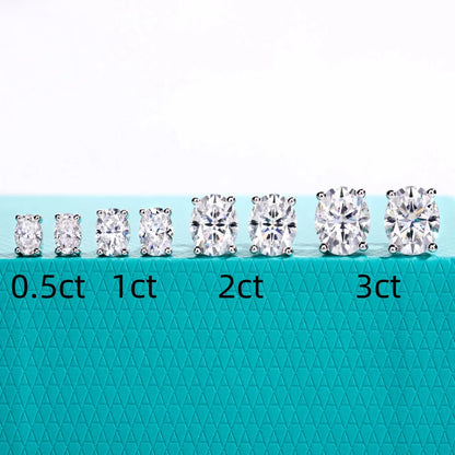 1cttw-6cttw Oval Moissanites Earrings 925 Sterling Silver D Color VVS1 Moissanite Classic Stud Earrings for Woman