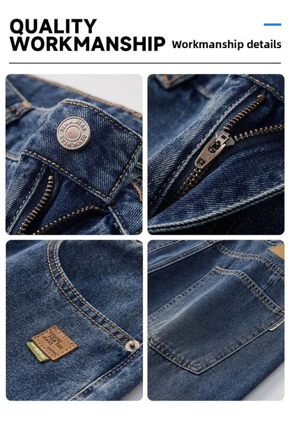 High Streets Spring Summer Men's Jeans American Retro Baggy Wide Leg Denim Pants Loose Solid Cotton Jeans Male Trendy Trousers