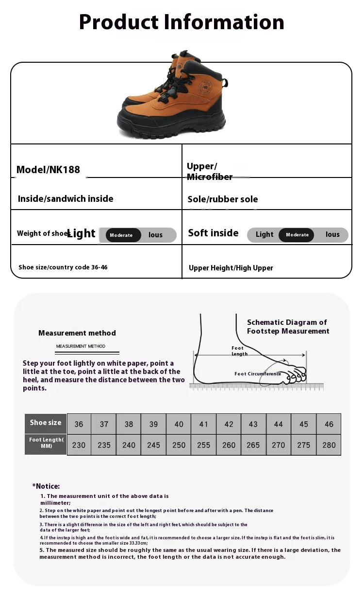 New fashion high-top anti-smashing and anti-puncture safety shoes steel toe toe wear-resistant work shoes men's protective shoes