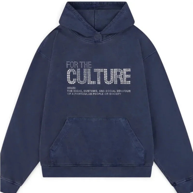 Vintage Men Monogrammed Applique Print Style Y2k Slouchy Loose New Fashion Couple Hoodie Tracksuit Streetwear Street in Winter