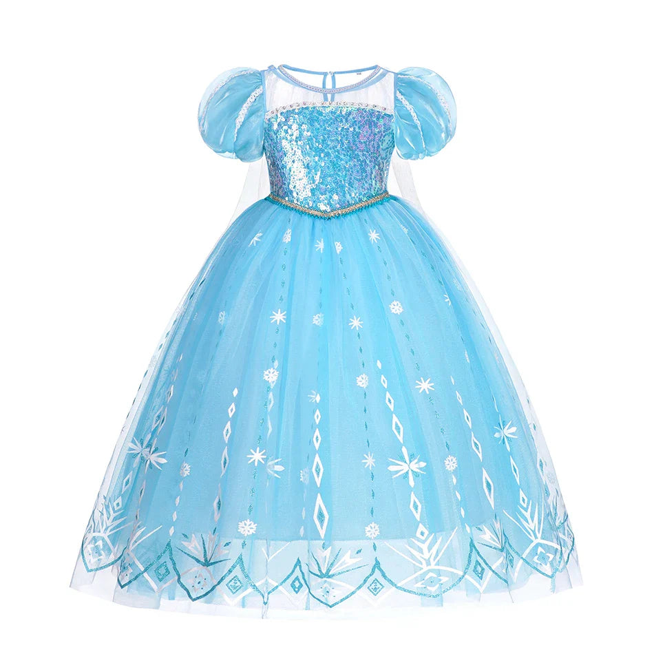Elsa Princesa Infantil Halloween Cosplay Vestido Fantasia Rainha da Neve Vestidos de Festa para Meninas Roupa Infantil
