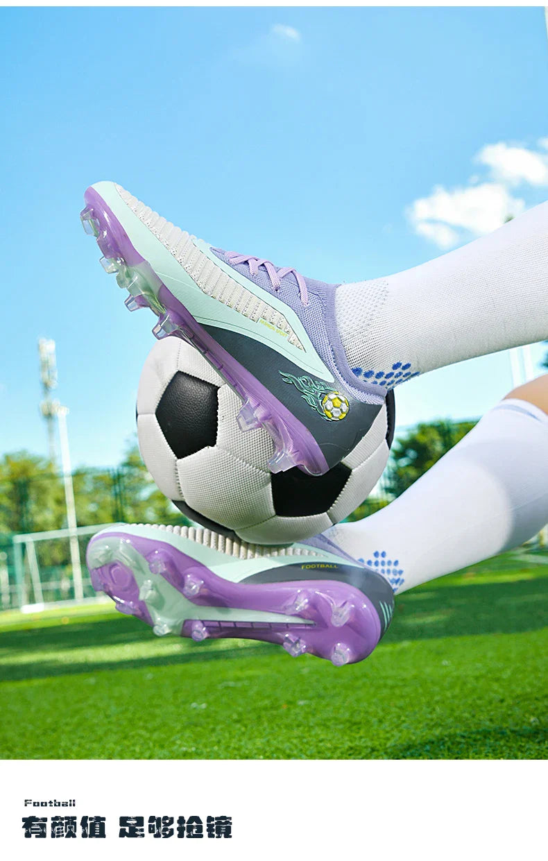 New Men Football Boots Outdoor Sport Boys Long Spikes Training Cleats Soccer Shoes Adult Non Slip Breathable Match Comfortable