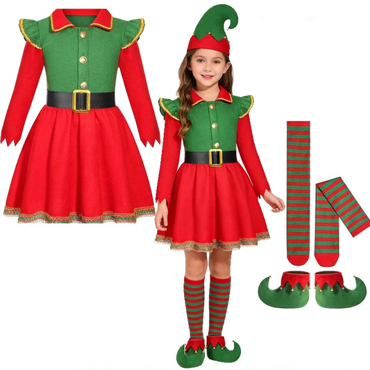 2025 Children's New Year Clothing Girl Cosplay Christmas Dress Girl's Christmas Outfit Carnival Party Costume Christmas Gift
