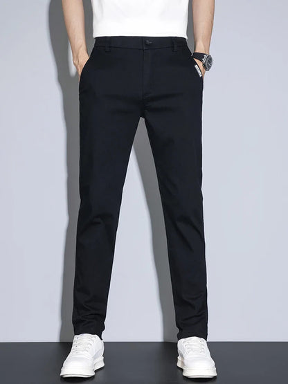 2025 New Men's Casual Pants Spring Summer Thin Business Straight Cotton Stretch Classic Work Trousers Korean Brand Clothing