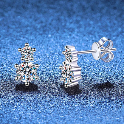 Full Moissanite Stud Earrings 925 Sterling Silver Lab Diamond Mossanite Earring for Women Party Wedding Ear Stud