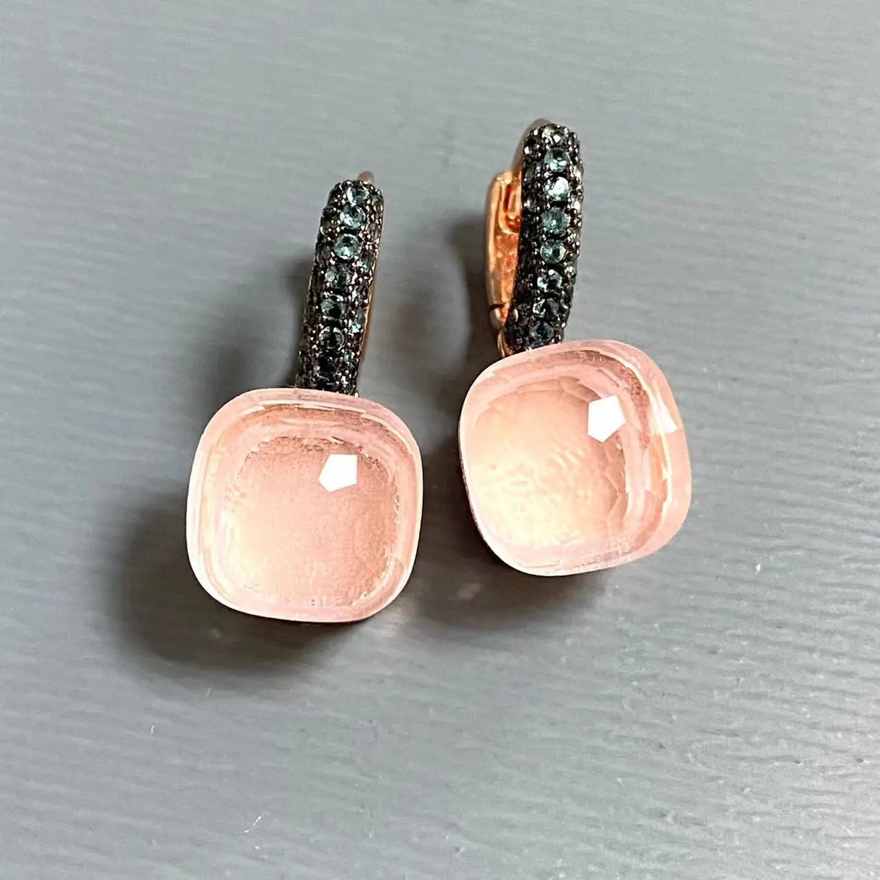 Classic Nudo Earrings Inlay Blue Topaz Zircon With Black Gun Plated Brown Crystal Earrings Fashion Jewelry Gift For Women