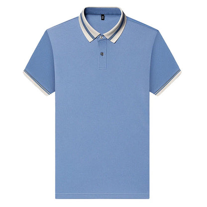 High quality men's short sleeve polo shirt new breathable and fashionable color blocked collar T-shirt summer ice silk cool top