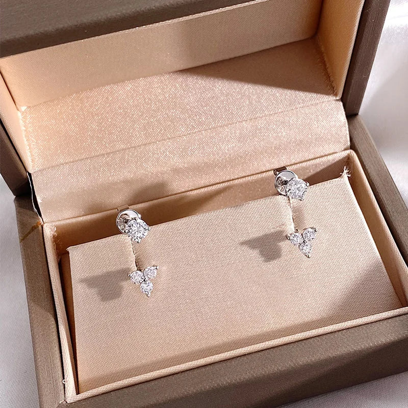 Certified All Moissanite Drop Earrings for Women Sparkling Birthday Gift for Girls S925 Sterling Silver Plated 18K