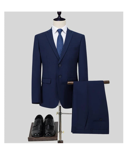 Terno S-8GG (Blazer + Calça) Masculino Moda Casual Ao Ar Livre Cavalheiro Negócios Casamento Slim-fit Formal Estilo Britânico Terno de Casamento