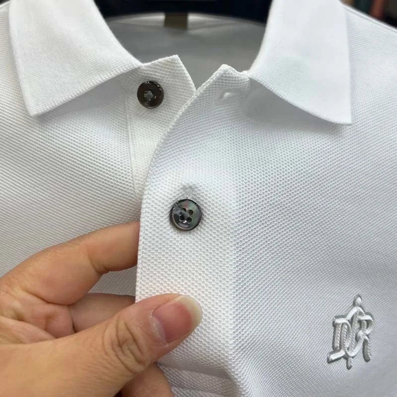 High end 100% cotton short sleeve T-shirt men's lapel top 2024 summer new designer brand embroidery fashion casual polo shirt
