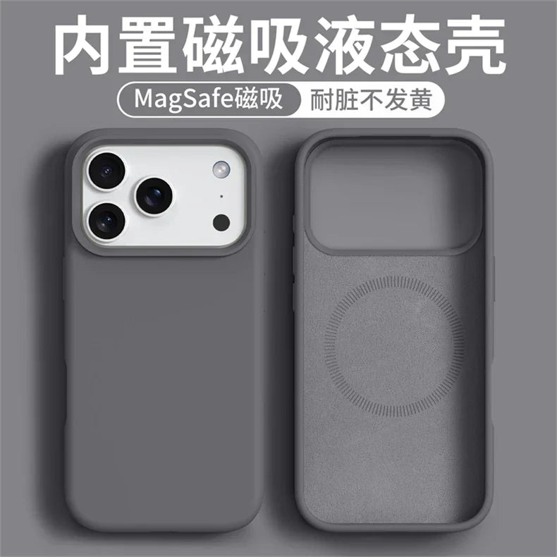Magnetic Case For iPhone 17 Pro Max 17 Ari MagSafe Liquid Silicone Comfortable Feel Built in Flocking Protect Cover