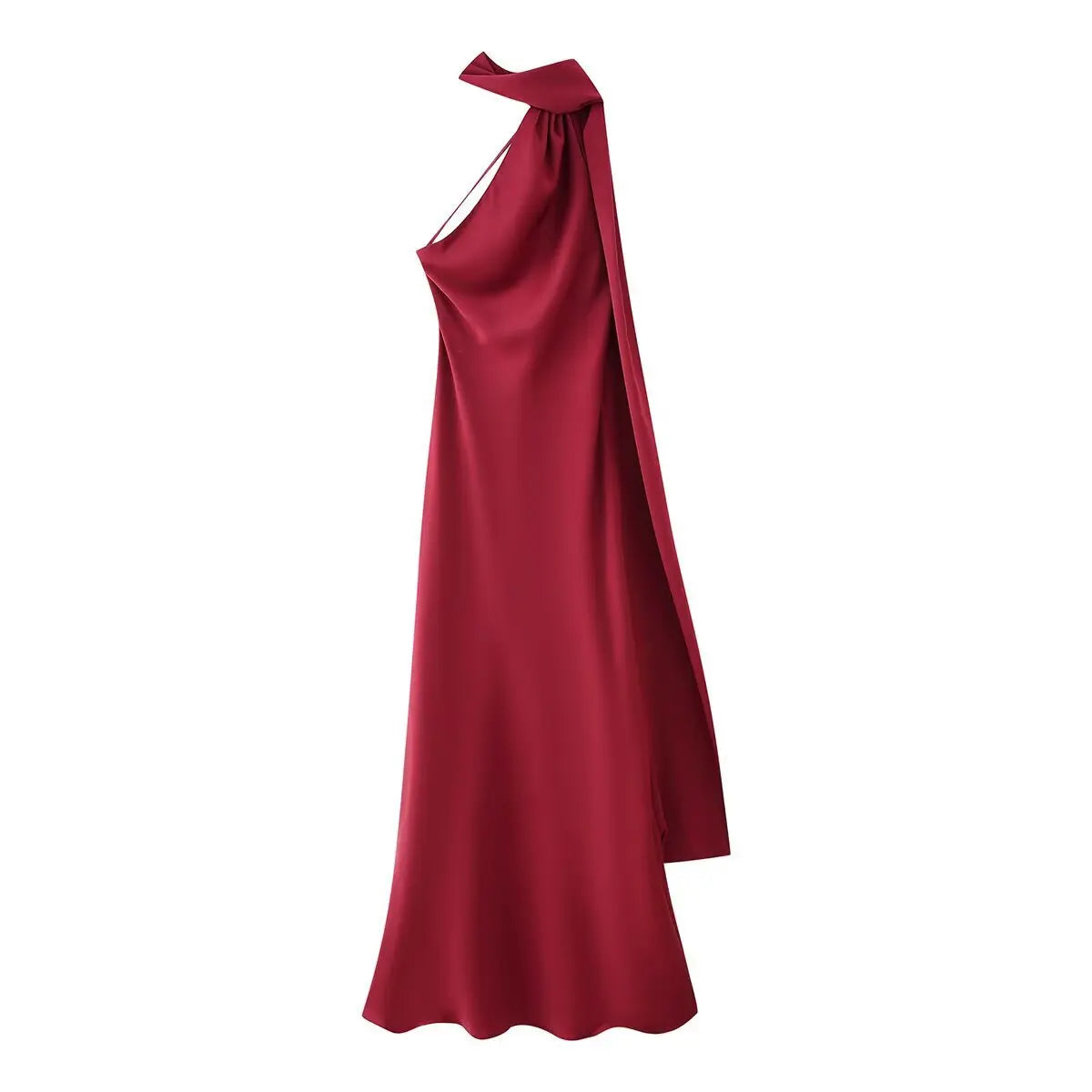 Elegant Women's Soft Silk Satin Long Dress Halter Backless Sleeveless Maxi Dresses Summer Lady Long Ribbon Party Gowns