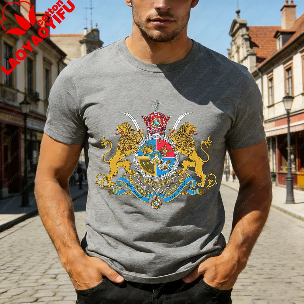 Lion and Sun Iran Persian Flag Iran Tshirt Khorshid Graphic T-Shirt Daily Life Casual Men Women Unisex Cotton Streetwear
