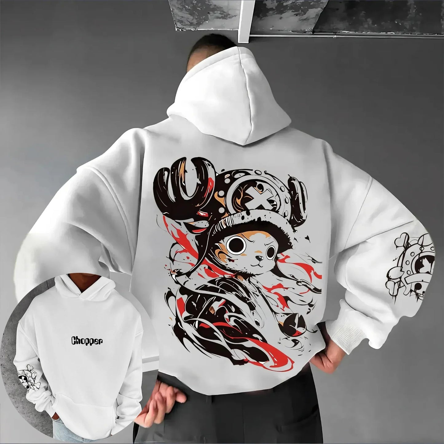 Men's Hoodies  New Tony Tony Chopper Anime Printed Loose Casual Street Hip Hop Parent Child Top