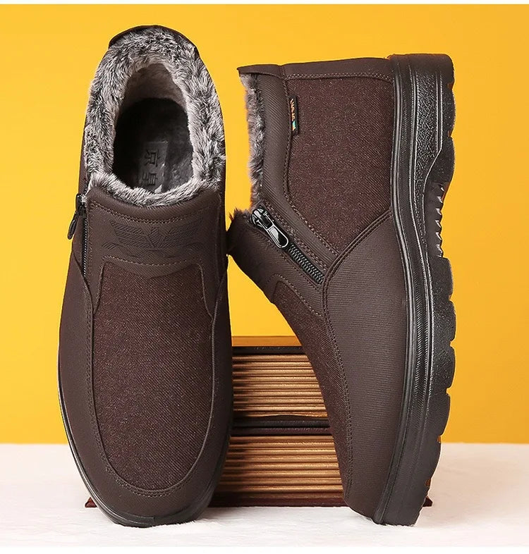 Winter high top men's cotton shoes with thick fleece, warm, waterproof, anti slip, oversized, unisex boots 38-48 boots for men