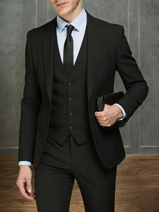 New Arrival Men's 3-Piece Suit Slim Fit Formal Set – Perfect for Wedding, Party, Business, Prom & All Formal Occasions