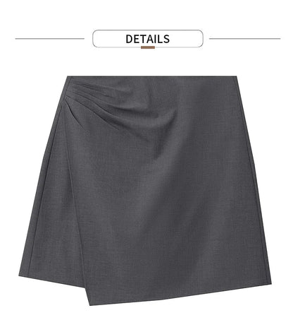 Mini Skirt 2026 Spring New Asymmetrical Pleated Short A-Line Skirt Commuter Solid Color Versatile Women's Clothing 12611004