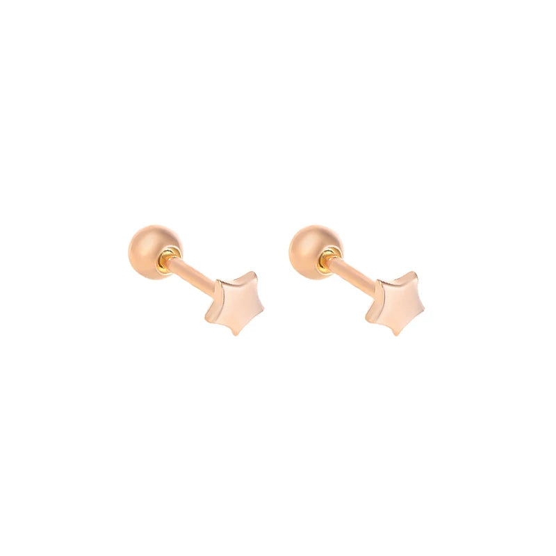 925 Sterling Silver Fashion Simple Golden Flower Beads Small Stud Earrings for Women Teen Piercing Jewelry Accessories