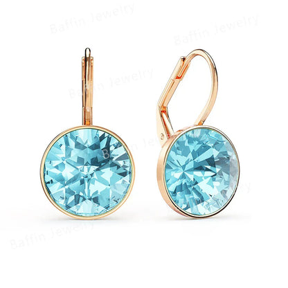 Earring for Women Christmas Birthday Premium Austrian Crystals Round Cut Dangle Silver Gold Color Pierced Jewelry