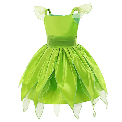 Disney Girls Cosplay Fada Tinker bell Vestido Crianças Princesa Fada das Flores Com Asas Fantasia Festa Tinkerbell Tinker Bell Vestido